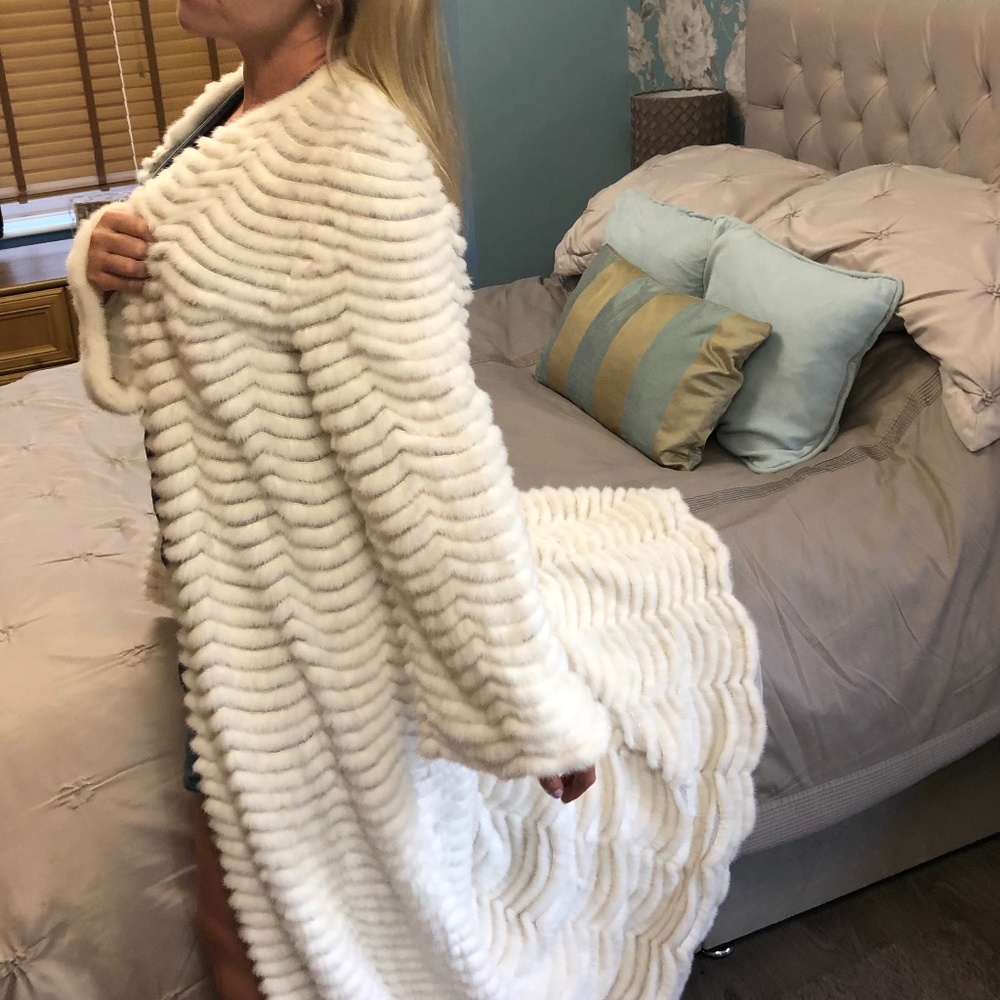 Exquisite couture real fur platinum-quality full-length mink coat.